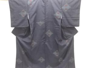 変わり松皮菱模様織り出し本場結城紬80亀甲着物(石下)